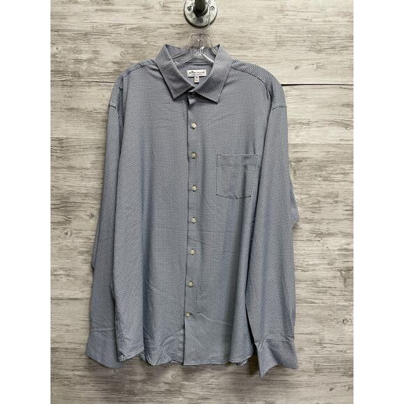 Peter Millar Shirt Adult XL White Blue Summer Comfort Button Up Mens - Picture 1 of 11